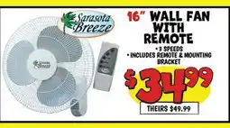 Ollie's 16 WALL FAN WITH REMOTE offer