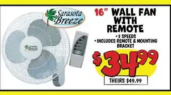 Ollie's 16 WALL FAN WITH REMOTE offer