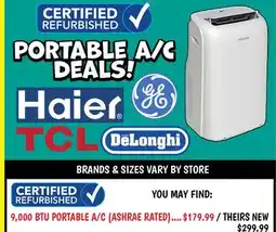 Ollie's 9, 000 BTU PORTABLE A/C offer