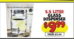 Ollie's GLASS BEVERAGE DISPENSER offer