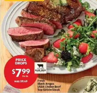 Aldi Fresh black angus usda choice beef top sirloin steak offer