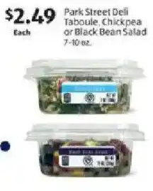 Aldi Park street deli taboule, chickpea or black bean salad offer
