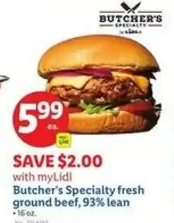 Lidl Butcher's Specialty fresh ground beef 93% lean offer