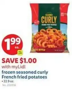 Lidl Frozen seasoned curly French fried potatoes offer