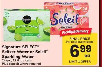 ACME Signature SELECT Seltzer Water or Soleil Sparkling Water offer