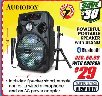 Big 5 Audiobox Powerful Portable Speaker With Stand offer