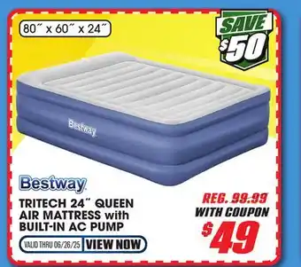 Big 5 Bestway Tritech Air Mattress Queen 24 with Built-in AC Pump offer
