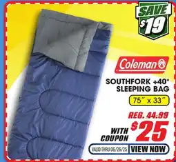 Big 5 Coleman Southfork 40° Sleeping Bag offer