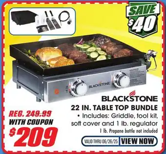 Big 5 Blackstone 22 Gas Tabletop 2-Burner Griddle Bundle offer