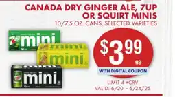 Smart & Final CANADA DRY GINGER ALE, 7UP OR SQUIRT MINIS offer