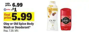 Meijer Olay or Old Spice Body Wash or Deodorant offer