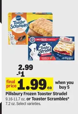 Meijer Pillsbury Frozen Toaster Strudel 9.16-11.7 oz. or Toaster Scrambles 7.2 oz offer