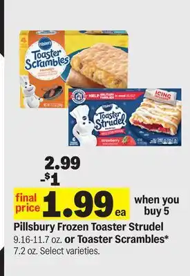 Meijer Pillsbury Frozen Toaster Strudel 9.16-11.7 oz. or Toaster Scrambles 7.2 oz offer