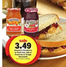 Meijer Smucker's Strawberry or Peach Jam, Jelly or Preserves or Orange Marmalade offer