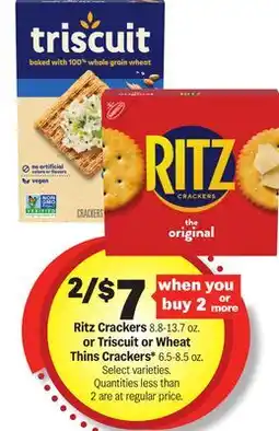Meijer Ritz Crackers 8.8-13.7 oz. or Triscuit or Wheat Thins Crackers* 6.5-8.5 oz offer