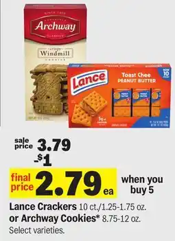 Meijer Lance Crackers 10 ct./1.25-1.75 oz. or Archway Cookies* 8.75-12 oz offer