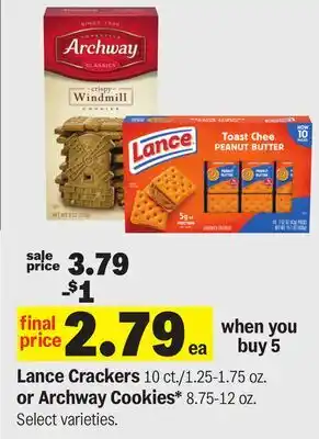 Meijer Lance Crackers 10 ct./1.25-1.75 oz. or Archway Cookies* 8.75-12 oz offer