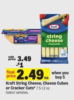 Meijer Kraft String Cheese, Cheese Cubes or Cracker Cuts offer