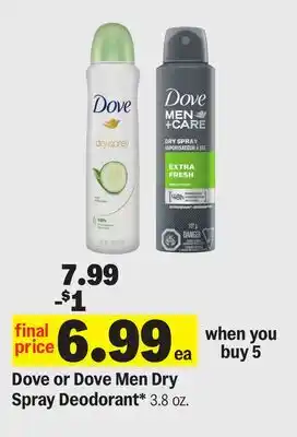 Meijer Dove or Dove Men Dry Spray Deodorant offer