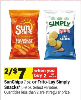Meijer SunChips 7 oz. or Frito-Lay Simply Snacks 5-9 oz offer