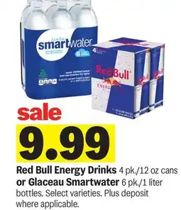 Meijer Red Bull Energy Drinks 4 pk./12 oz cans or Glaceau Smartwater 6 pk./1 liter bottles offer