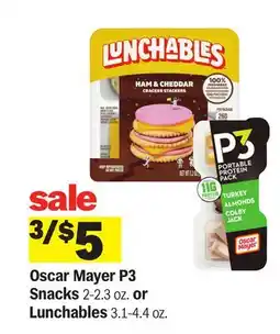Meijer Oscar Mayer P3 Snacks 2-2.3 oz. or Lunchables 3.1-4.4 oz offer