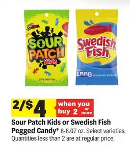 Meijer Sour Patch Kids or Swedish Fish Pegged Candy offer