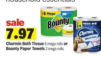 Meijer Charmin Bath Tissue 6 mega rolls or Bounty Paper Towels 2 mega rolls offer