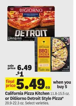 Meijer California Pizza Kitchen 11.8-15.5 oz. or DiGiorno Detroit Style Pizza* 20.9-22.3 oz offer