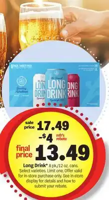 Meijer Long Drink offer
