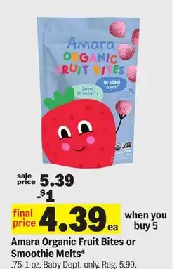 Meijer Amara Organic Fruit Bites or Smoothie Melts offer