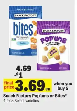 Meijer Snack Factory Pop'ums or Bites offer