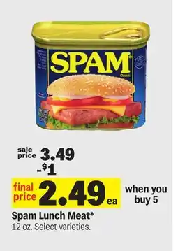 Meijer Spam Lunch Meat offer