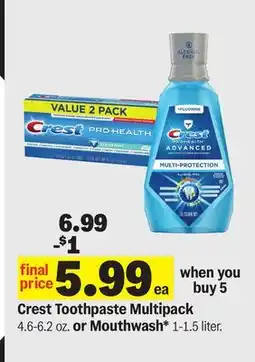 Meijer Crest Toothpaste Multipack 4.6-6.2 oz. or Mouthwash* 1-1.5 liter offer