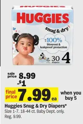 Meijer Huggies Snug & Dry Diapers offer