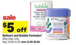 Meijer ByHeart and Bobbie Formulas offer