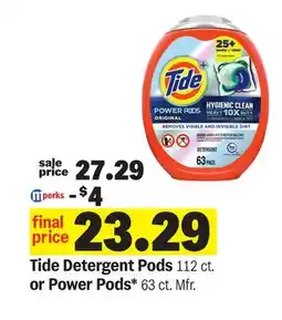 Meijer Tide Detergent Pods 112 ct. or Power Pods 63 ct. Mfr offer
