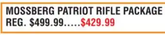 Dunham's Sports MOSSBERG PATRIOT RIFLE PACKAGE offer