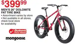 Dunham's Sports MONGOOSE MEN'S 26 DOLOMITE FAT TIRE BIKE offer