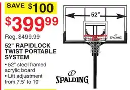 Dunham's Sports SPALDING 52 RAPIDLOCK TWIST PORTABLE SYSTEM offer