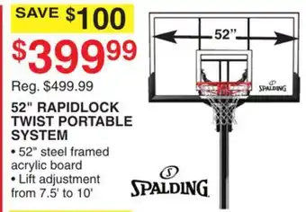 Dunham's Sports SPALDING 52 RAPIDLOCK TWIST PORTABLE SYSTEM offer