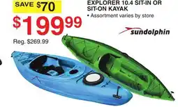 Dunham's Sports SUNDOLPHIN EXPLORER 10.4 SIT-IN OR SIT-ON KAYAK offer