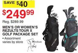 Dunham's Sports MEN'S OR WOMEN'S REZULTS TOUR X GOLF PACKAGE SET offer