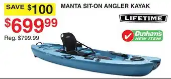 Dunham's Sports LIFETIME MANTA SIT-ON ANGLER KAYAK offer