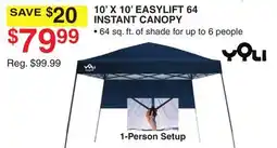 Dunham's Sports YOLI 1-PERSON 10' X 10' EASYLIFT 64 INSTANT CANOPY offer