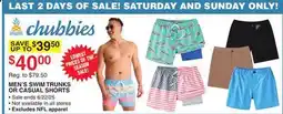 Dunham's Sports MEN'S SWIM TRUNKS OR CASUAL SHORTS offer