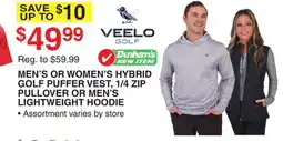 Dunham's Sports MEN'S OR WOMEN'S HYBRID GOLF PUFFER VEST, 1/4 ZIP PULLOVER OR MEN'S LIGHTWEIGHT HOODIE offer