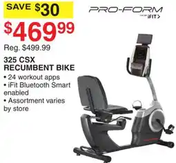 Dunham's Sports PRO FORM 325 CSX RECUMBENT BIKE offer