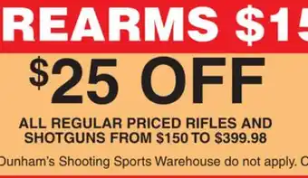 Dunham's Sports RIFLES AND SHOTGUNS offer