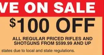 Dunham's Sports ALL REGULAR PRICED RIFLES AND SHOTGUNS offer